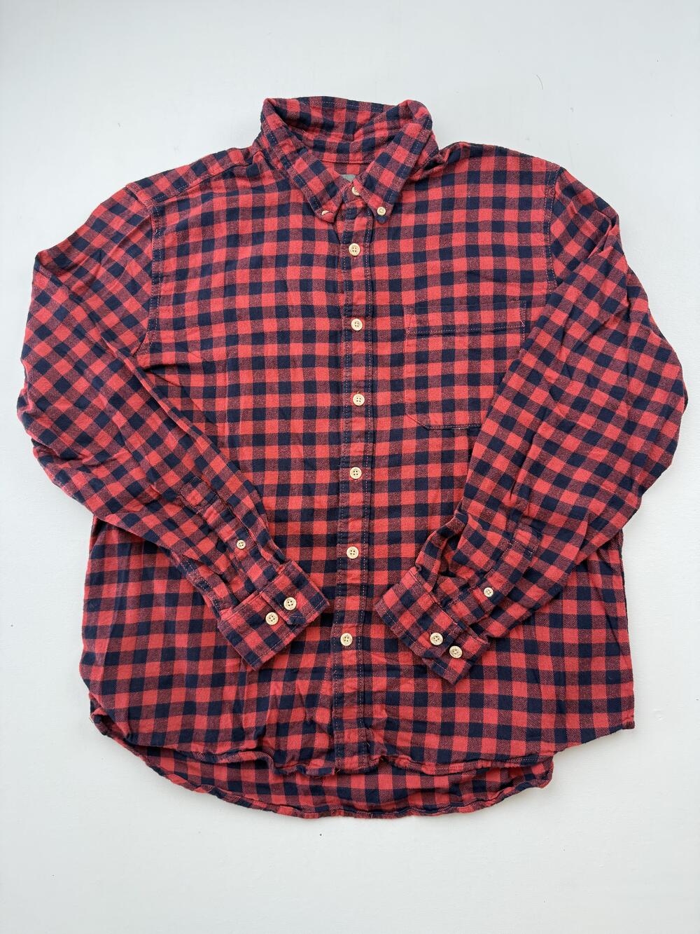 Eddie Bauer Shirt Mens Large Red Plaid Long Sleeve Flannel Button Up Casual